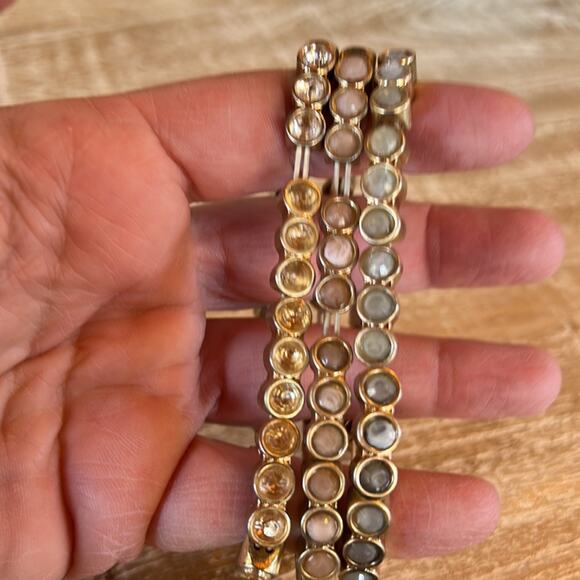 Loft Set of 3 Bracelets #45 pale gold stretch - Picture 4 of 6